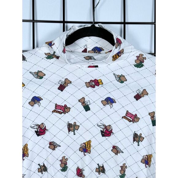 Vtg 90s Nutcracker Holiday Teddy Bear Turtleneck Womens M White Cottagecore Mom - Picture 1 of 7